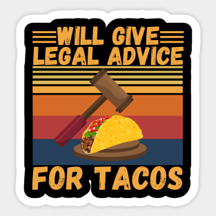 Will give legal advice for tacos Sticker